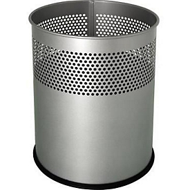 HELIT prullenmand the dot H2515787, 15 l rond, metaal aluminium grijs, Ø 25,7 x H 32,1 cm, mat met geperforeerd decor