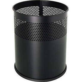 HELIT prullenmand the dot H2515795, 15 l, Ø 25,7 x H 32,1 cm, rond, zwart metaal, geperforeerd decor, mat