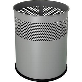 HELIT prullenmand the dot H2515799, rond, metaal, zilver, 15 l, Ø 25,7 x H 32,1 cm, mat geperforeerd decor
