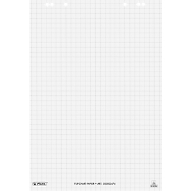 Herlitz Flipchartblock, kariert, 6-fach Lochung, perforiert, B 650 x H 980 mm, Papier, weiß, 5 Stück mit jeweils 20 Blatt