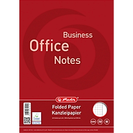 Herlitz kantoorpapier Office, 250 dubbele vellen, DIN A3/A4 gevouwen, 80 g/m², geruit, met marge, rood