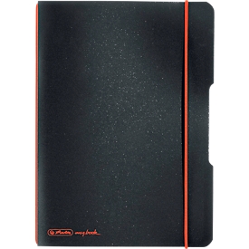 Herlitz Notizbuch my.book, Format DIN A5, Kunststoff, 40 karierte Blätter, schwarz