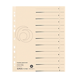 herlitz® scheidingsbladen, A4, gerecycleerd karton, Europerforatie, Indexbedrukking, chamoisgeel, 10 stuks