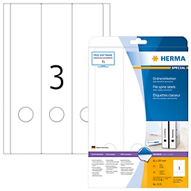 Herma binder labels A4, 297 x 61 mm, permanently adhesive/printable, 75 pieces, white