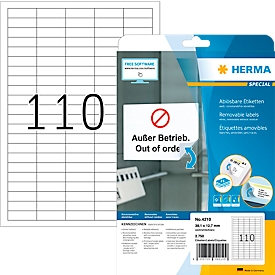Herma etiketten nr. 4210, DIN A4, zelfklevend, verwijderbaar, bedrukbaar, wit, 2750 stuks op 25 vellen