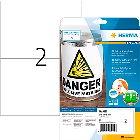 Herma étiquettes en film spécial no. 9535, 210 x 148 mm, résistantes aux intempéries, autocollantes, permanentes, blanches, 20 pièces