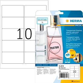 Herma folie-etiketten Speciaal Nr. 8018, 96 x 50,8 mm, weerbestendig, zelfklevend, permanent, transparant, 250 st.