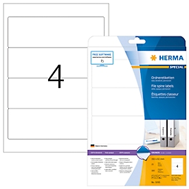 Herma ordneretiketten A4, 192 x 61 mm, permanent hechtend/bedrukbaar, 100 stuks, wit