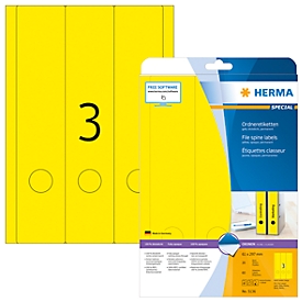 Herma ordneretiketten A4, 297 x 61 mm, permanent hechtend/bedrukbaar, 60 stuks, geel