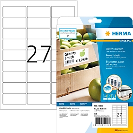 Herma Power etiketten nr. 10903, 63,5 x 29,6 mm, zelfklevend, extreem sterk hechtend, papier, wit, 675 st.