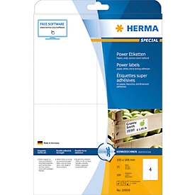 Herma Power-Etiketten Nr. 10909 auf DIN A4-Blättern, 100 Etiketten, 25 Bogen
