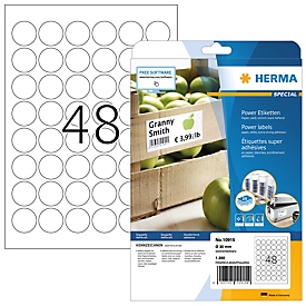 Herma Power etiketten nr. 10915, rond, Ø 30 mm, zelfklevend, extreem sterk hechtend, papier, mat, 1200 st.