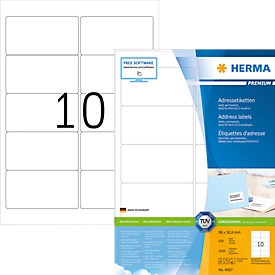 Herma premium-adresetiketten nr. 4667 op A4-bladen, 1000 etiketten, 100 vellen