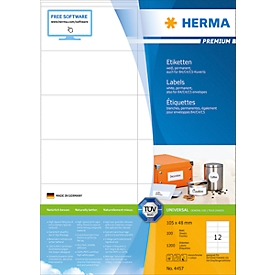 Herma Premium-Etiketten auf DIN A4-Blättern, 1200 Etiketten, 100 Bogen