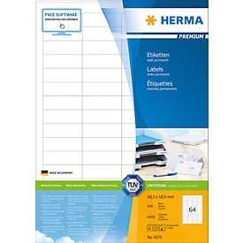 Herma Premium-Etiketten Nr. 4271 auf DIN A4-Blättern, 6400 Etiketten, 100 Bogen