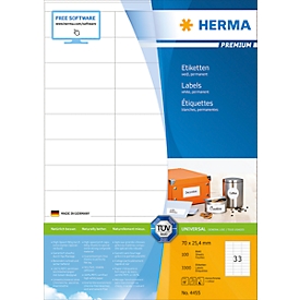 Herma premium-etiketten nr. 4455 op A4-bladen, 3300 etiketten, 100 vellen