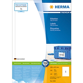 Herma Premium-Etiketten Nr. 4458 auf DIN A4-Blättern, 100 Etiktetten, 100 Bogen