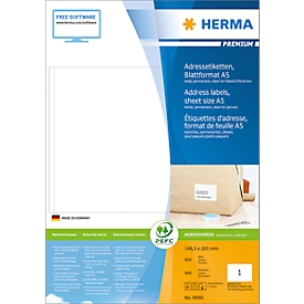 HERMA Premium-Etiketten Nr. 8690 auf DIN A5-Blättern, 400 Etiketten, 400 Bogen