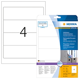 Herma rugetiket, A4, rugbreedte 61 mm, verwijderbaar, 100 stuks, wit