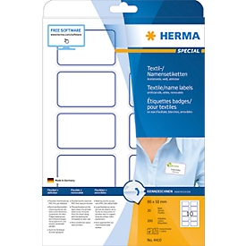 Herma textiel badetiketten - 80 x 50 mm - zelfklevend - blauwe rand - 10 etiketten per vel - pak van 20 vellen