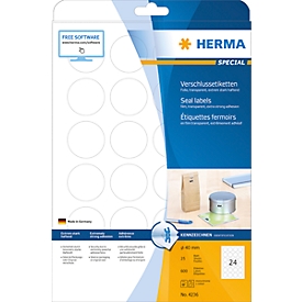 Herma Verschluss-Etiketten Nr. 4236 auf DIN A4-Blättern, 600 Etiketten, 25 Bogen