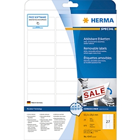 Herma verwijderbare etiketten nr. 4347 op A4-bladen, 675 etiketten, 25 vellen