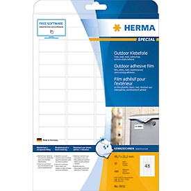 Herma wetterfeste Etiketten Nr. 9531 aus Polyesterfolie, 480 Etiketten, 10 Bogen
