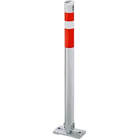 Hinged barrier post, with device for profile half-cylinder