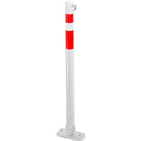 Hinged barrier post, with triangular lock for firefighters