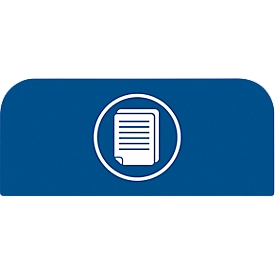 Hinweistafel für konfigurierbare Recyclingstation von Rubbermaid, für 57 Liter Behältereinheit, B 367 x H 203 x T 20 mm, Papier, blau