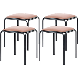Hocker Bistro, 4 Stück, Sitz Samt, elfenbein