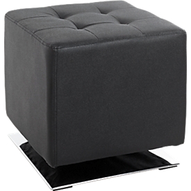 Hocker HAKU, drehbar, gepolstert, B 400 x T 400 x H 420 mm, Kunstleder und Stahl, schwarz-chrom