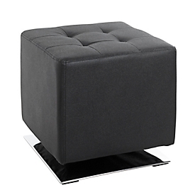 Hocker HAKU, drehbar, gepolstert, B 400 x T 400 x H 420 mm, Kunstleder und Stahl, schwarz-chrom