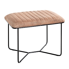Hocker HAKU, gepolstert, B 600 x H 480 mm, Echtleder und Metall, braun-schwarz