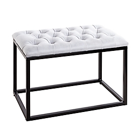 Hocker HAKU, gepolstert, B 600 x T 400 x H 450 mm, Textilgewebe in Lederoptik und Stahl, grau-schwarz
