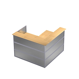 Hoekbalie Tool, B 1500 x D 1500 x H 1100 mm, beukenpatroon/MDF zilver