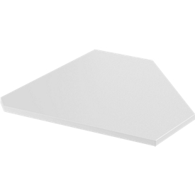 Hoekblad, 90°, B 800 x D 800 mm, wit/blank aluminium
