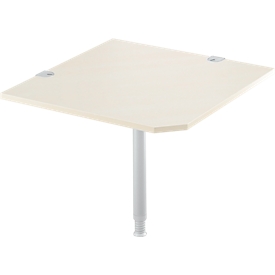 Hoekblad 90° met poot, B 900 x D 900 mm, esdoornpatroon/blank aluminium