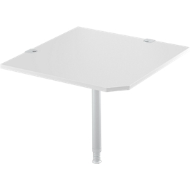 Hoekblad 90° met poot, B 900 x D 900 mm, lichtgrijs/blank aluminium