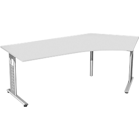 Hoekbureautafel 135° ALICANTE, C-poot, aanbouw rechts, B 2166 x D 800 x H 680-820 mm, lichtgrijs