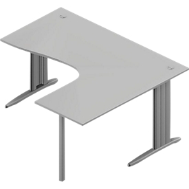 Hoekbureautafel ARLON-OFFICE, B 1600 x D 1200 x H 730 mm, lichtgrijs