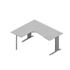 Hoekbureautafel ARLON-OFFICE, B 1600 x D 1200 x H 730 mm, lichtgrijs