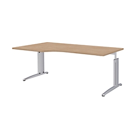 Hoekbureautafel BARI, 90°, vorm A, hoek links, C-poot, B 2000 x D 800 mm, eikenpatroon