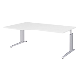 Hoekbureautafel BARI, 90°, vorm A, hoek links, C-poot, B 2000 x D 800 mm, wit