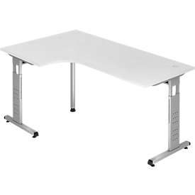 Hoekbureautafel ULM, li. of re., B 2000 x D 1200 x H 650-850 mm, lichtgrijs