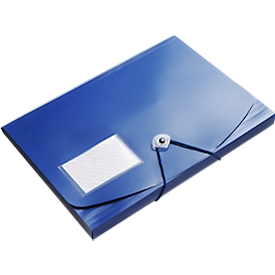 Hoekmappen FolderSys JUMBO, A4, B 240 x H 320 mm, 3 binnenflappen &amp; elastische sluiting, polypropyleen, dikte 0,42 mm, blauw, 10 st.