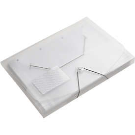 Hoekmappen FolderSys JUMBO, A4, B 240 x H 320 mm, 3 binnenflappen &amp; elastische sluiting, polypropyleen, dikte 0,42 mm, transparant, 10 st.