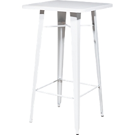 Hoge buitentafel meet® van Paperflow URBAN, vierkant, B 600 x H 1080 mm, gegalvaniseerd staal, wit-wit