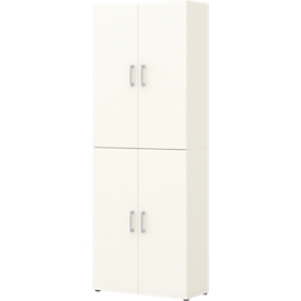 Home Office Aktenschrank TEMPIO, aus Holz, 4 Türen, 6 OH, B 800 x T 340 x H 2130 mm, weiß/weiß