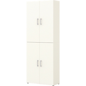 Home Office Aktenschrank TEMPIO, aus Holz, 4 Türen, 6 OH, B 800 x T 340 x H 2130 mm, weiss/weiss